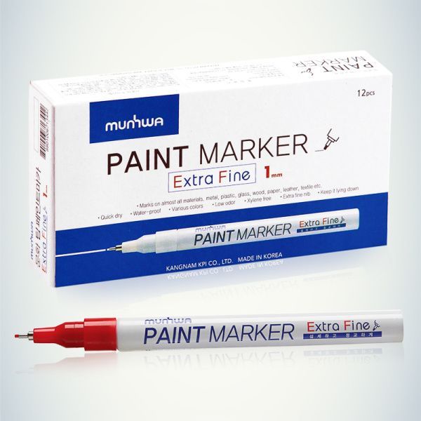 Маркер-краска Extra Fine Paint Marker 1мм, нитрооснова, красный MunHwa - Фото 4