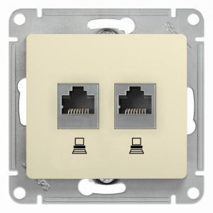 Розетка компьютерная 2-м Glossa RJ45 кат.5E механизм беж. SE GSL000285KK GSL000285KK