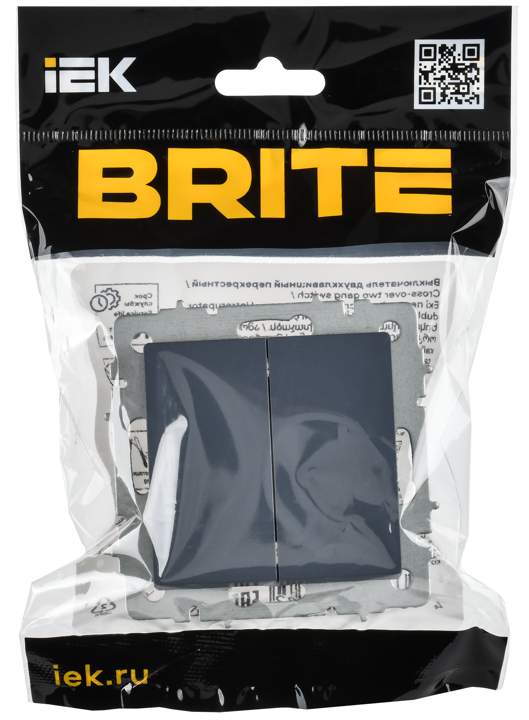 BRITE Выключатель 2-клавишный перекрестный 10А ВС10-2-3-БрМ маренго IEK - Фото 2