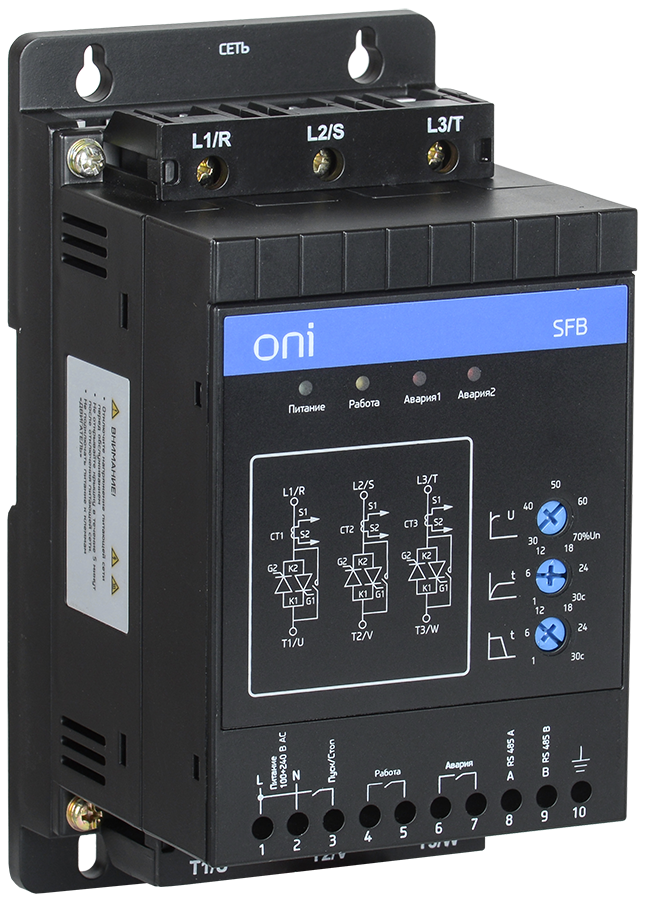 Устройство плавного пуска SFB 3Ф 380В 0,75кВт 1,5A Uупр 24В Modbus с выкл. ONI