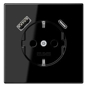 Розетка SCHUKO® 16A с USB-зарядкой тип (A+C) - LS (черный)