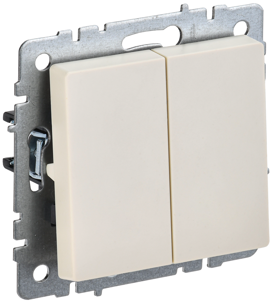 BRITE Выключатель 2-клавишный 10А ВС10-2-0-БрКр бежевый IEK