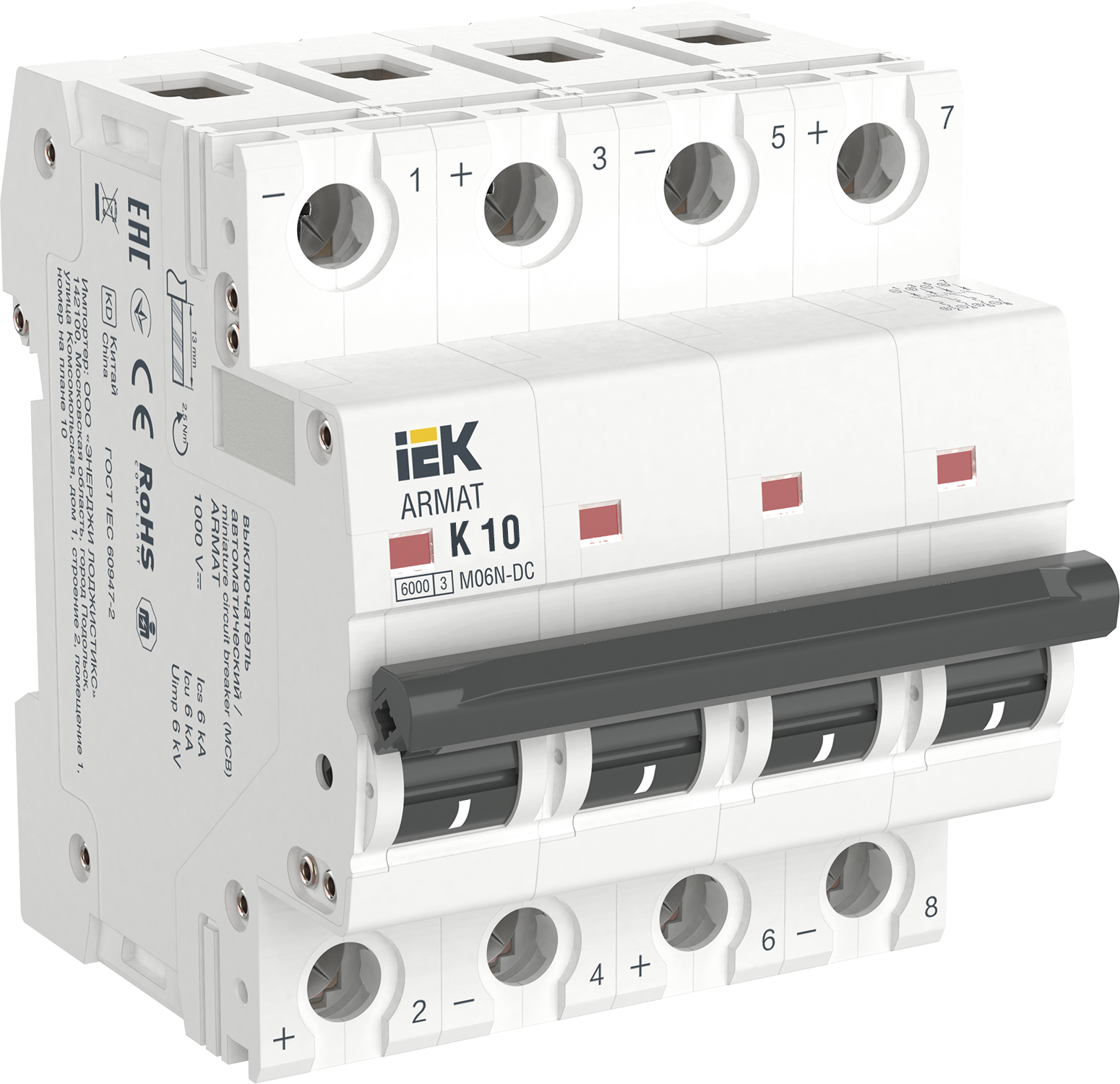 ARMAT Автоматический выключатель M06N-DC 4P K 10А IEK