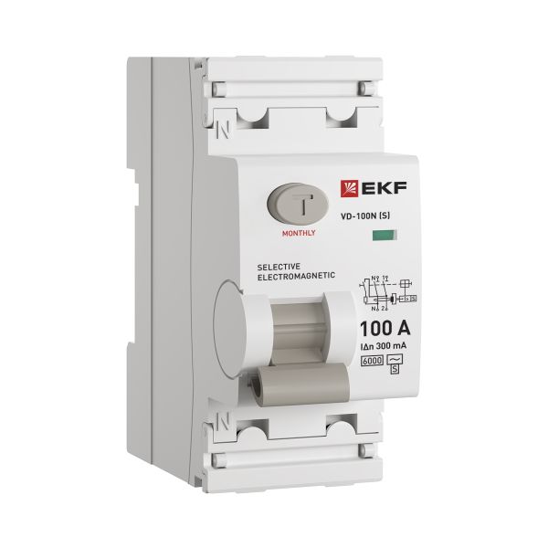 ВДТ ВД-100N (S) 2P 100А 300мА AC эл-мех 6кА PROXIMA EKF
