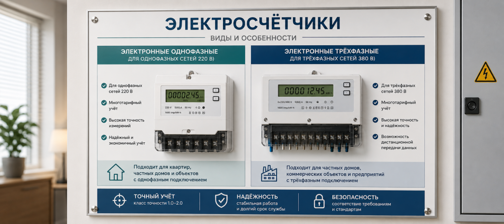 электросчётчики однофазные и трёхфазные