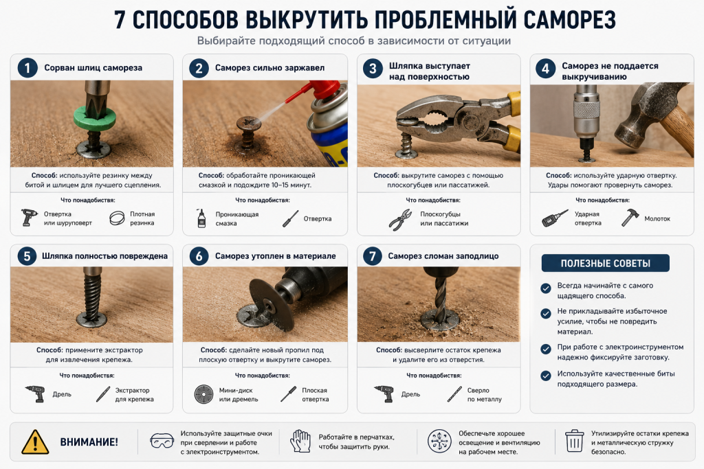 7 способов выкрутить саморез