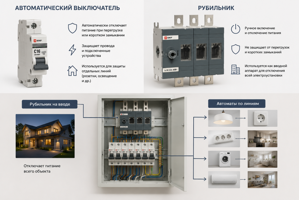рубильник и автомат разница
