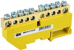 Шина PE "земля" на DIN-изол ШНИ-8х12-10-Д-Ж IEK YNN10-812-10D-K05