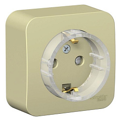 Розетка 1-м ОП Blanca 16А IP20 250В с заземл. защ. шторки с изолир. пластиной (компакт) беж. SE BLNRA111117 520082