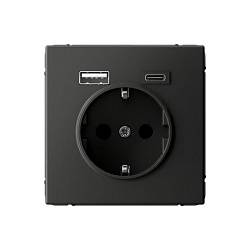 Розетка ArtGallery 16А с 2-мя заряд. устройствами USB A+C 5В/2.4А/3А 2х5В/1.5А механизм базальт SE GAL001432 1823416