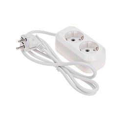 Удлинитель 2 гнезда, 1,5м, 3х0,75мм², с/з, белый PROconnect 13-4202