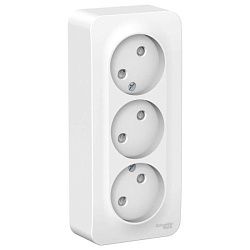 Розетка 3-м ОП Blanca 16А IP20 250В без заземл. защ. шторки с изолир. пластиной бел. SE BLNRA001311 1210468