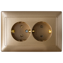 Розетка штепсельная двухместная с заземляющим контактом скрытой установки (установка в одноместную м 5716BY