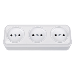 Розетка штепсельная трехместная для открытой установки РА16-0161 9116BY