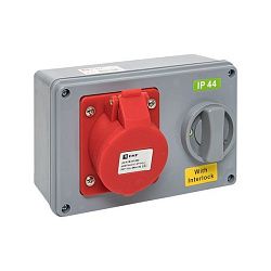 Роз. с блокировкой и выключателем 1415 3Р+РЕ+N 16А 380В IP44 EKF 