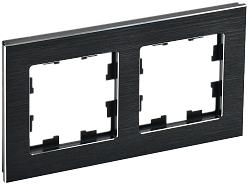 BRITE Рамка 2 -местная РУ-2-1-БрЧ металл черный IEK BR-M22-M-K02