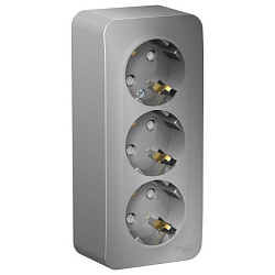 Розетка 3-м ОП Blanca 16А IP20 250В с заземл. защ. шторки с изолир. пластиной алюм. SE BLNRA011313 1210560