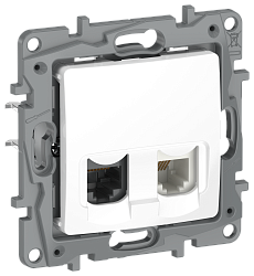 ETIKA Розетка двойная RJ11+RJ45 кат.5E UTP белый 672252