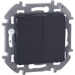 INSPIRIA Выключатель 2-клавишный схема 5 10АХ безвинтовые зажимы антрацит 673623