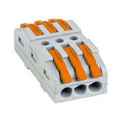 Строительно-монтажная клемма СМК 222-423 проходная 3 полюса 0,08-4 мм2 EKF 