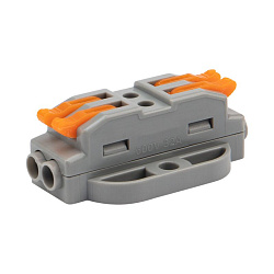 Клемма СМК 222-422P проходная 2 полюса, с монтажной площадкой (0,08-4 мм²), серая (блистер 5 шт./уп.) REXANT 