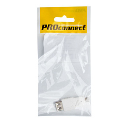 Переходник USB PROconnect, гнездо USB-A - штекер micro USB, 1 шт., пакет БОПП 18-1173-9