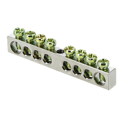 Шина PEN "ноль-земля" (6x9мм) 8 отв. цинк крепеж по центру EKF 