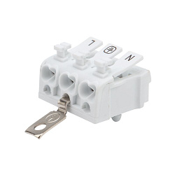 Клемма пружинная соединительная КСП 3-полюсная с заземлением и с монтажными ножками (100 шт./уп.) REXANT 07-6215-2