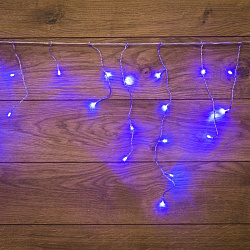 Гирлянда Бахрома (Айсикл), 1,8х0,5м, 48 LED СИНИЕ, прозрачный ПВХ, IP20, свечение с динамикой, 230В, не соединяется 255-013