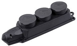 Розетка (колодка) 3-местная РБ33-1-0м с защитными крышками IP44 ОМЕГА каучук IEK PKR61-016-2-K02