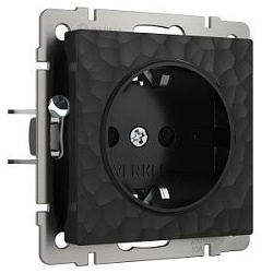Розетка с заземлением и шторками (hammer черный) Werkel W1271108