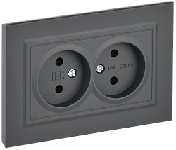 BRITE Розетка 2-местная без заземления без защитных шторок 10А в сборе РС12-2-БрГ графит IEK BR-R20-10-K53-F