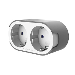 Сетевой разветвитель 2 гнезда с/з, с защитными шторками, 16A, 230V, бело-серый DEKRON DEK0902-0004