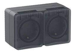 Розетка 2-м ОП AtlasDesign Profi54 16А IP54 250В с заземл. защ. шторки антрацит SE ATN544026 1616132