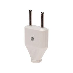 Вилка прямая без з/к 6А плоская белая REXANT 