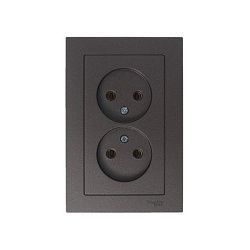 Розетка 2-м СП AtlasDesign 16А IP20 без заземл. в сборе мокко SE ATN000620 1240358
