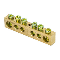 Шина PEN "ноль-земля" (6x9мм) 6 отв. латунь крепеж по центру розн. стикер EKF 