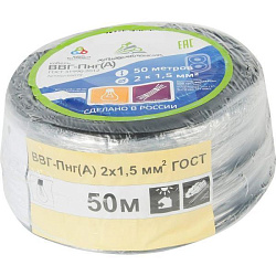 Кабель ВВГ-Пнг(А) 2х1.5 ок (N) 0.66кВ (бухта 50м) (шт) АЛЬФАКАБЕЛЬ 45976 291954