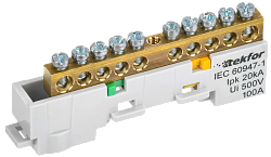 TEKFOR Шина PE "земля" неизолированная на универсальном держателе 6х9-10-Ж IEK TF-NN10-10-DL-K05