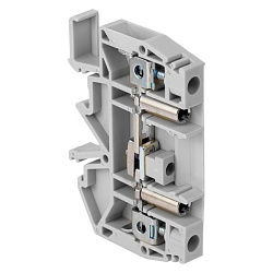 Клемма винтовая JXB-6S1/35 с продольным размыкателем и измерительными гнездами серая EKF 