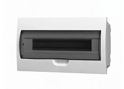 Корпус пластиковый БЕЛЫЙ ЩРВ-П-18, черная прозрачная дверь IP51, DEKRON DEK06103-0040-B