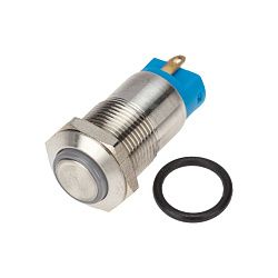 Кнопка антивандальная Ø12 36В(LED) Б/Фикс (4с) OFF-(ON) синяя (A-12-C2) REXANT 36-3211