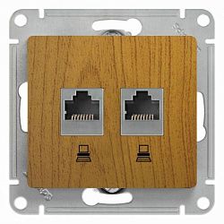 Розетка компьютерная 2-м Glossa RJ45 кат.5E механизм дерево дуб SE GSL000585KK 463575