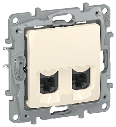 ETIKA Розетка компьютерная двойная RJ45 категория 5Е UTP слоновая кость 672355