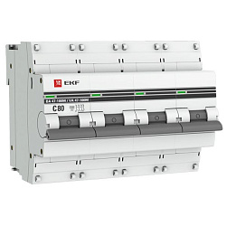 Авт. выкл. 4P 80А (C) 10kA ВА 47-100M без тепл. расцепит. EKF PROxima mcb47100m-4-80C-pro