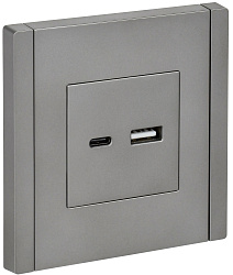FORTE&PIANO Розетка USB A+C 3,1А FP550 сталь IEK FP-U22-D31-K46