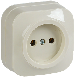GLORY Розетка 1-местная для открытой установки без заземления без защитных шторок 10А РС20-2-ХК кремовый IEK ERH10-K33-10
