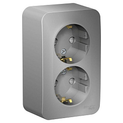 Розетка 2-м ОП Blanca 16А IP20 250В с заземл. защ. шторки алюм. SE BLNRA011203 1210539