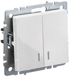 BRITE Выключатель 2-клавишный с индикацией 10А ВС10-2-1-БрБ белый IEK BR-V20-1-10-K01