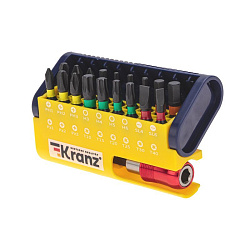 Набор бит с магнитным держателем, пластиковый кейс, 19 шт KRANZ KR-92-0465